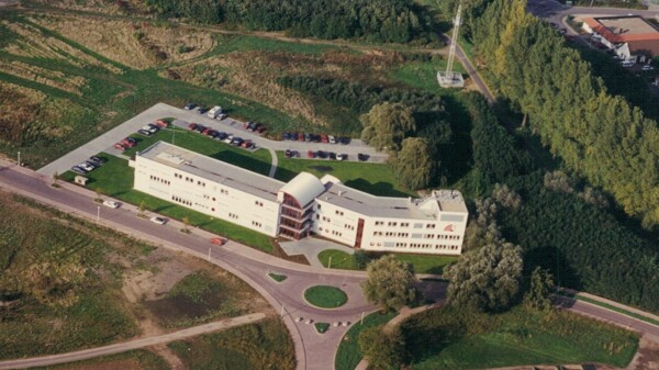 IMST Building 1992 drone perspective<br>